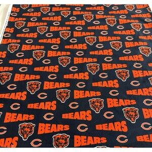 Vtg 90s Chicago Bears Football NFL Logo Fabric Quilting 3503 NTT  1yd 34" x 58